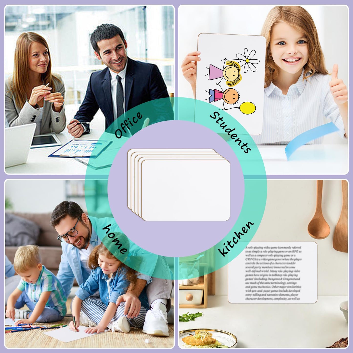 CRESZZLE 2-Pack Small Whiteboard Set - 8.2x11.8 Inch Double-Sided Mini Whiteboards with 2 Pens and 2 Erasers - Portable, Durable White Boards for Students, Classroom, Home, and Office