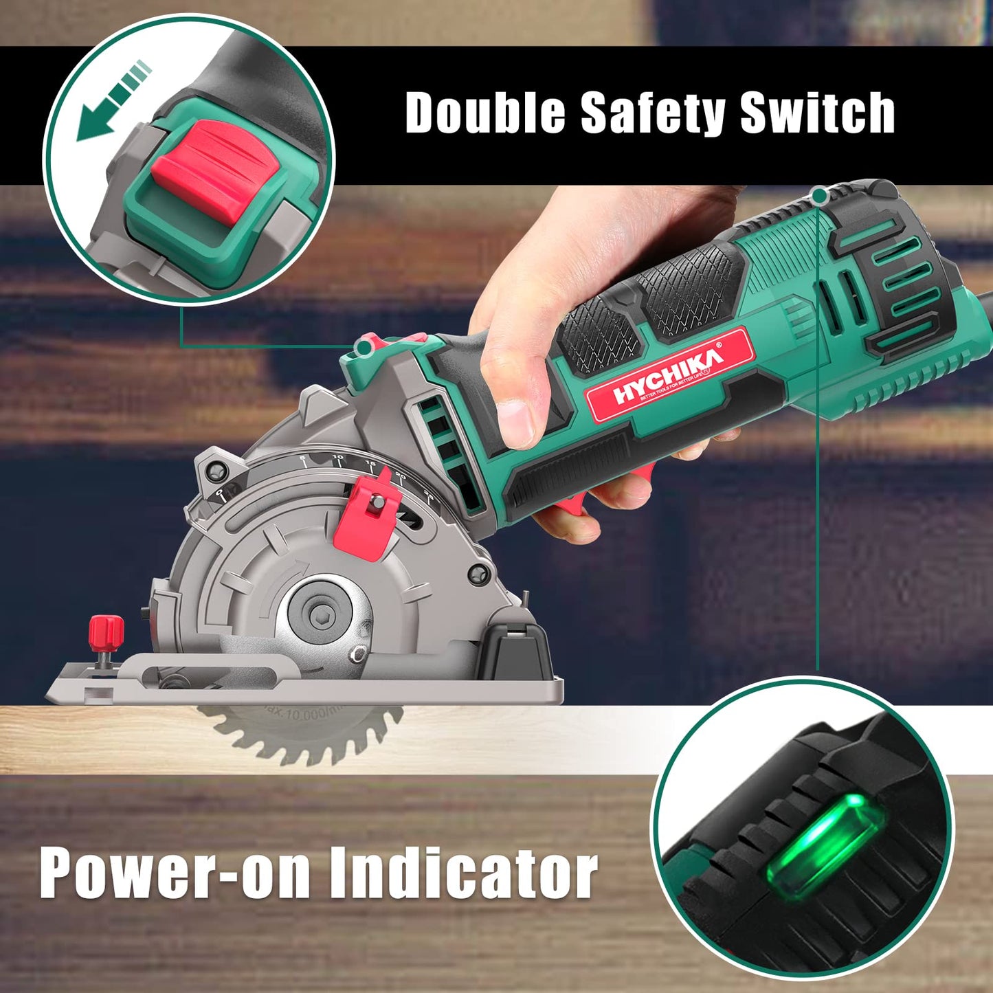 - HYCHIKA Mini Circular Saw | Circular Saw | 3pcs Saw Blades (85mm) | Scale Ruler | 500W Pure Copper Motor | 4500RPM -