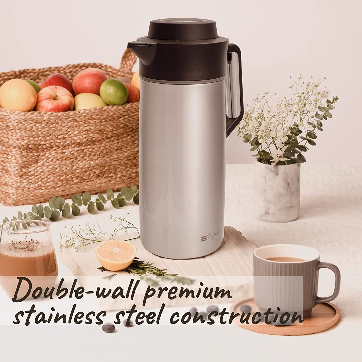 - Pykal Thermal Coffee Jug | 68 Oz | Vacuum Insulated Hot Drink Carafe 8HR 65C -
