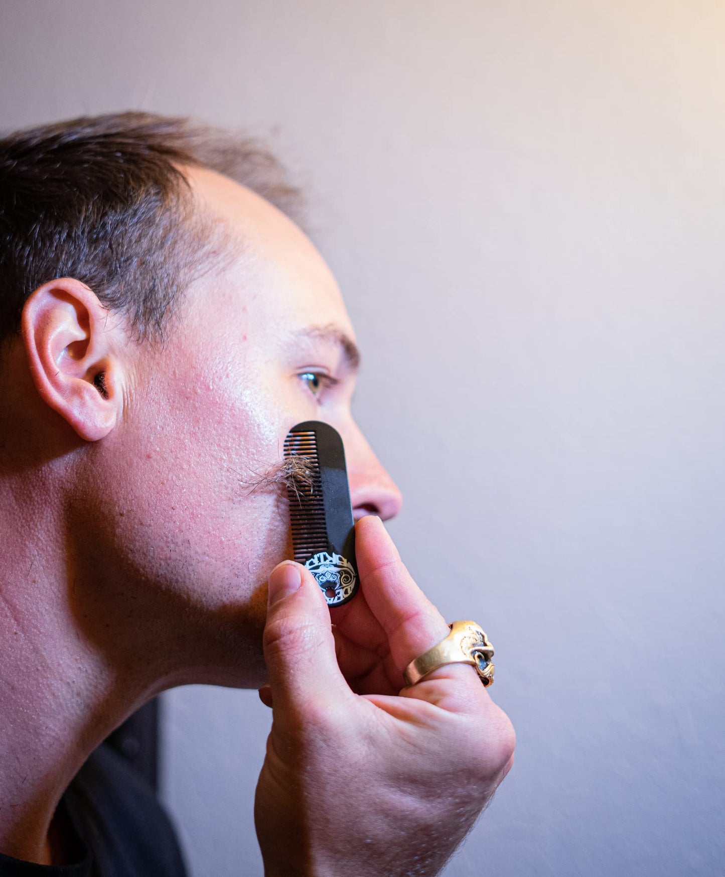 Beard Comb Or Fine Tooth Moustache Pocket Stainless Steel Metal Powder Coated Black Keychain Mustache Comb For Men - 3.25 x 1 Inches by Death Grip