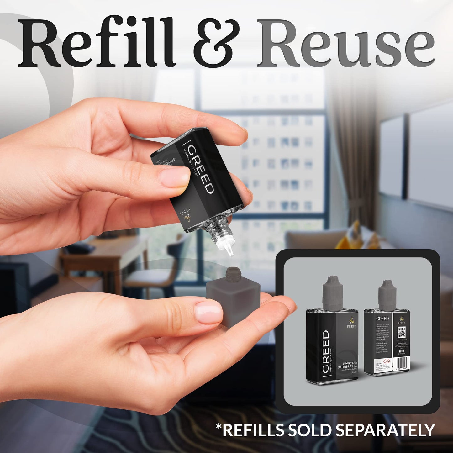 Creed Car Air Freshener for Men | Aventos Perfume Inspired Car Fragrances | Strong Car Freshener with Car Odour Eliminator Technology | Creed Air Freshener Car | GREED Car Scent by Perfa