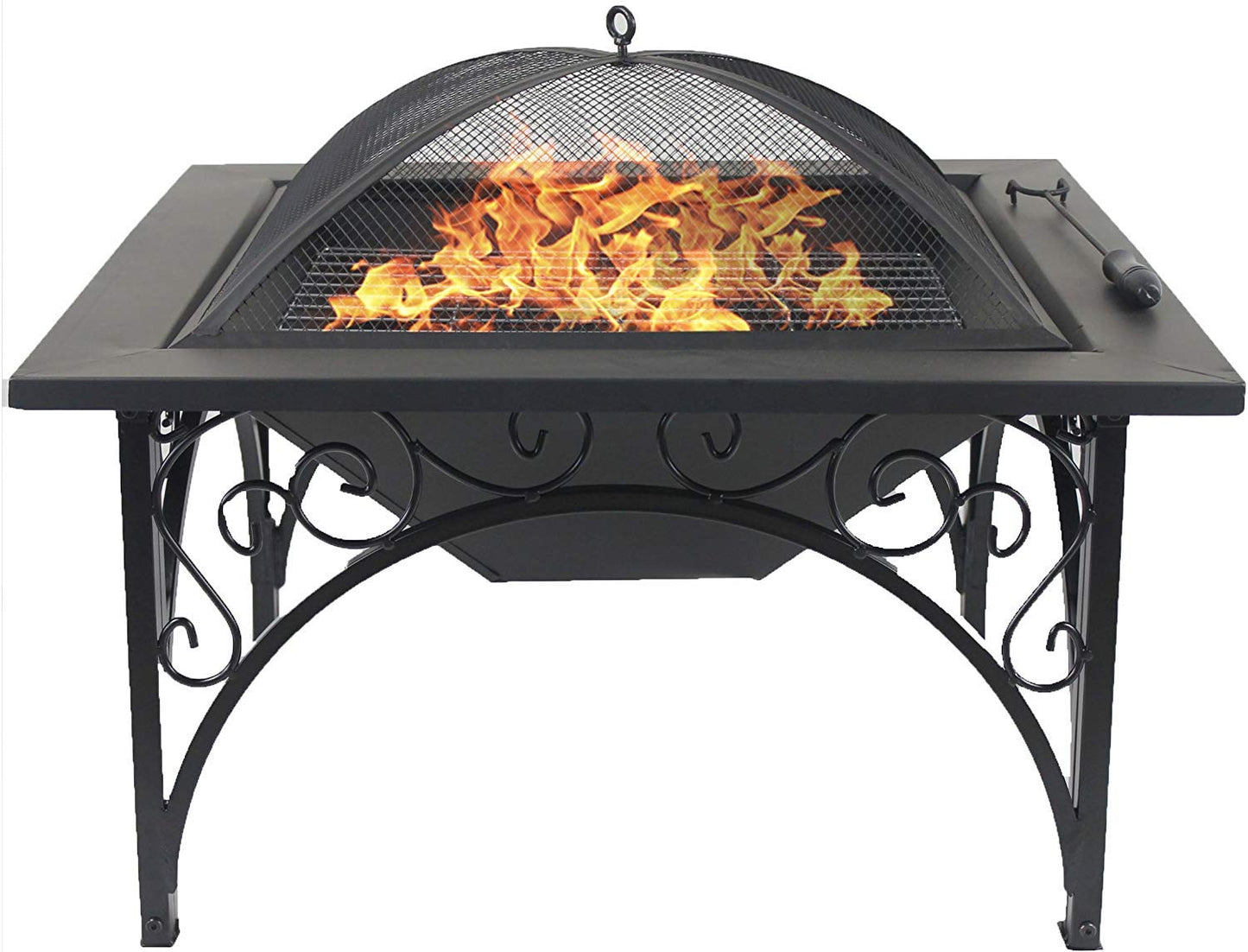Centurion Supports KOJIN Multi-Functional Elegant Black Square Outdoor Garden & Patio Luxury Heater Fire Pit Brazier