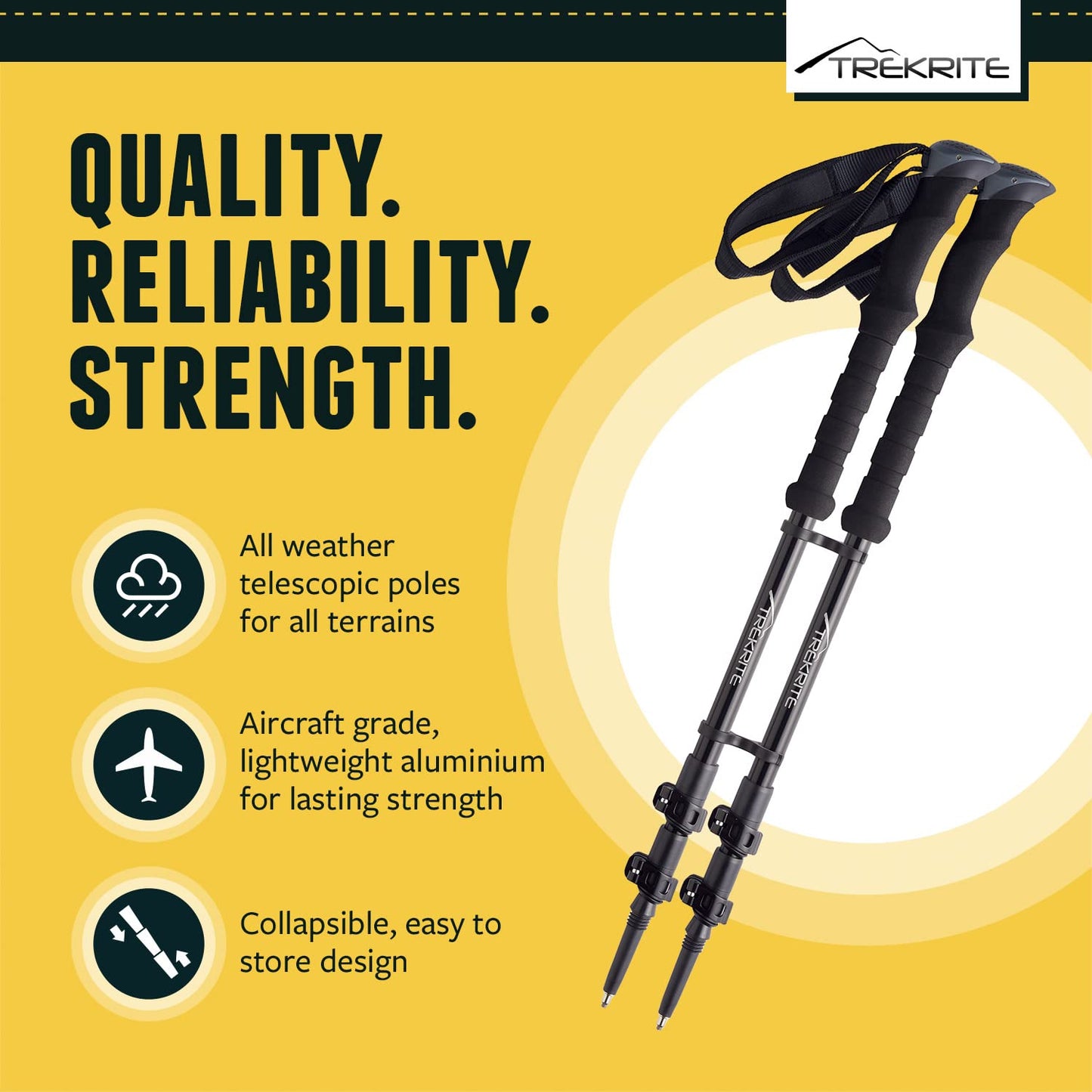 - Trekrite Telescopic Walking Poles Set | Adjustable and Lightweight Aluminium -