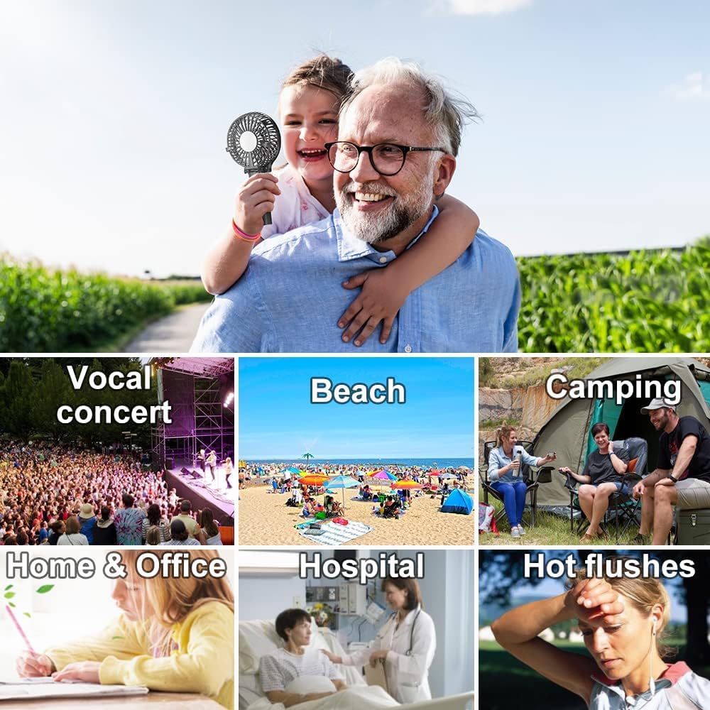 - VersionTech Hand Held Fan,Portable Handheld USB Rechargeable Fans with 3 Speeds -