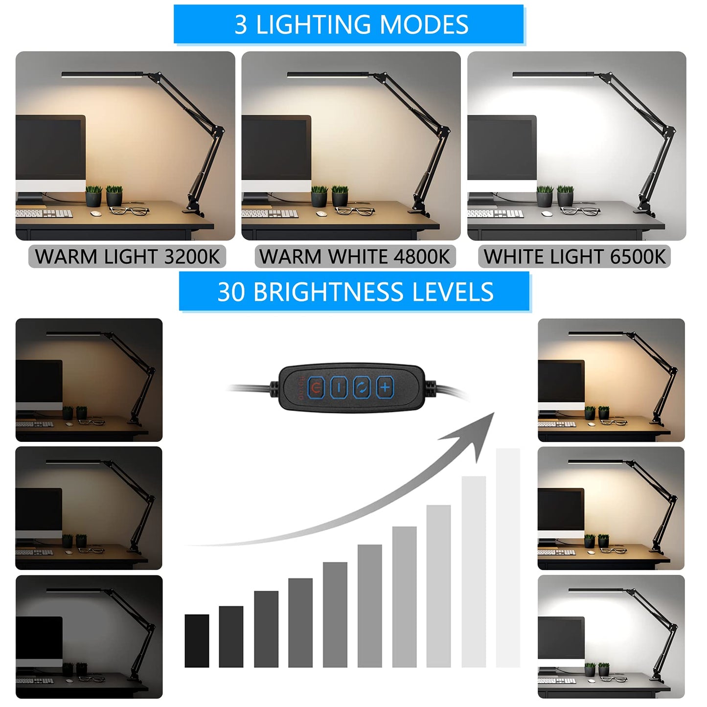 - SKYLEO LED Desk Lamp with Clamp | LED Desk Light for Office -