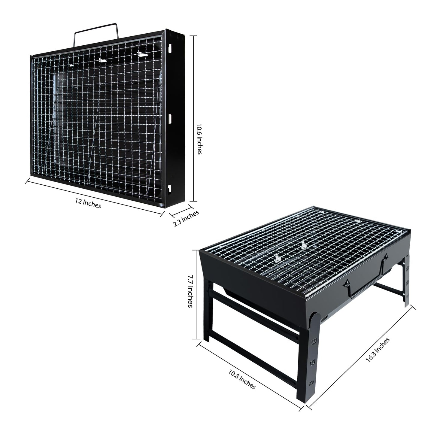 BBQ Barbecue Grill, Portable Foldable Charcoal Grill for Outdoor, Stainless Steel BBQ Tabletop Smoker for Picnic, Garden, Terrace, Camping, Travel, Hiking