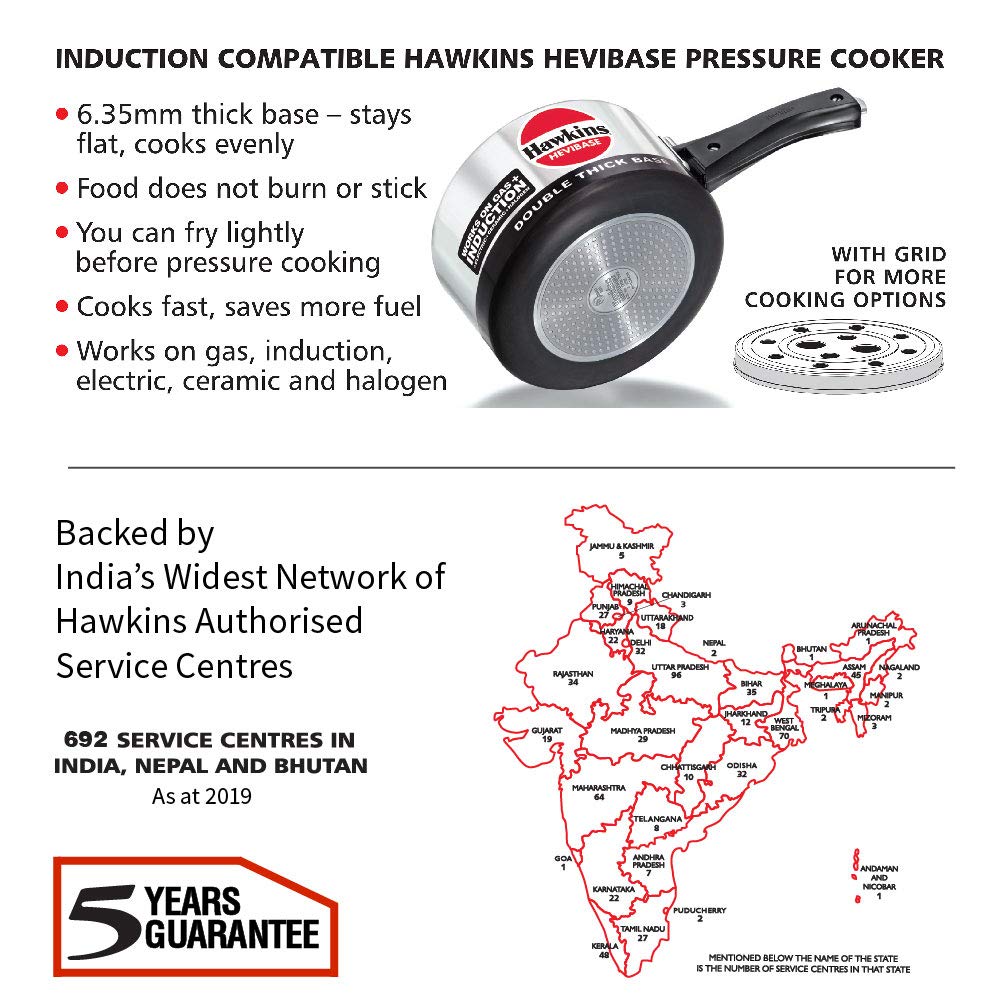 - Hawkins Hevibase Induction Compatible Pressure Cooker | 2 Litre -