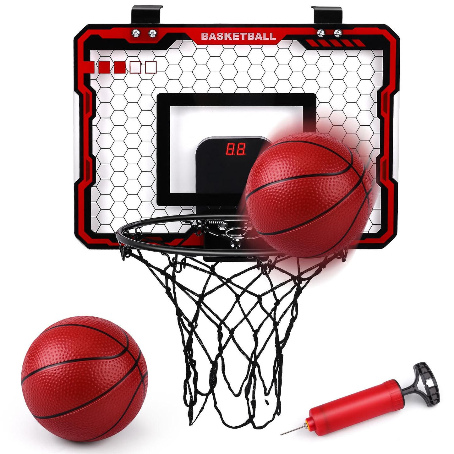 AmyBenton Basketball Hoop for Kids, Mini Basketball Hoop for Toddler Indoor Outdoor, Wall Mounted Basketball Hoop with Automatic Scoring, Basketball Hoop Back of Door for Boys and Girls age 6 7 8 9 10