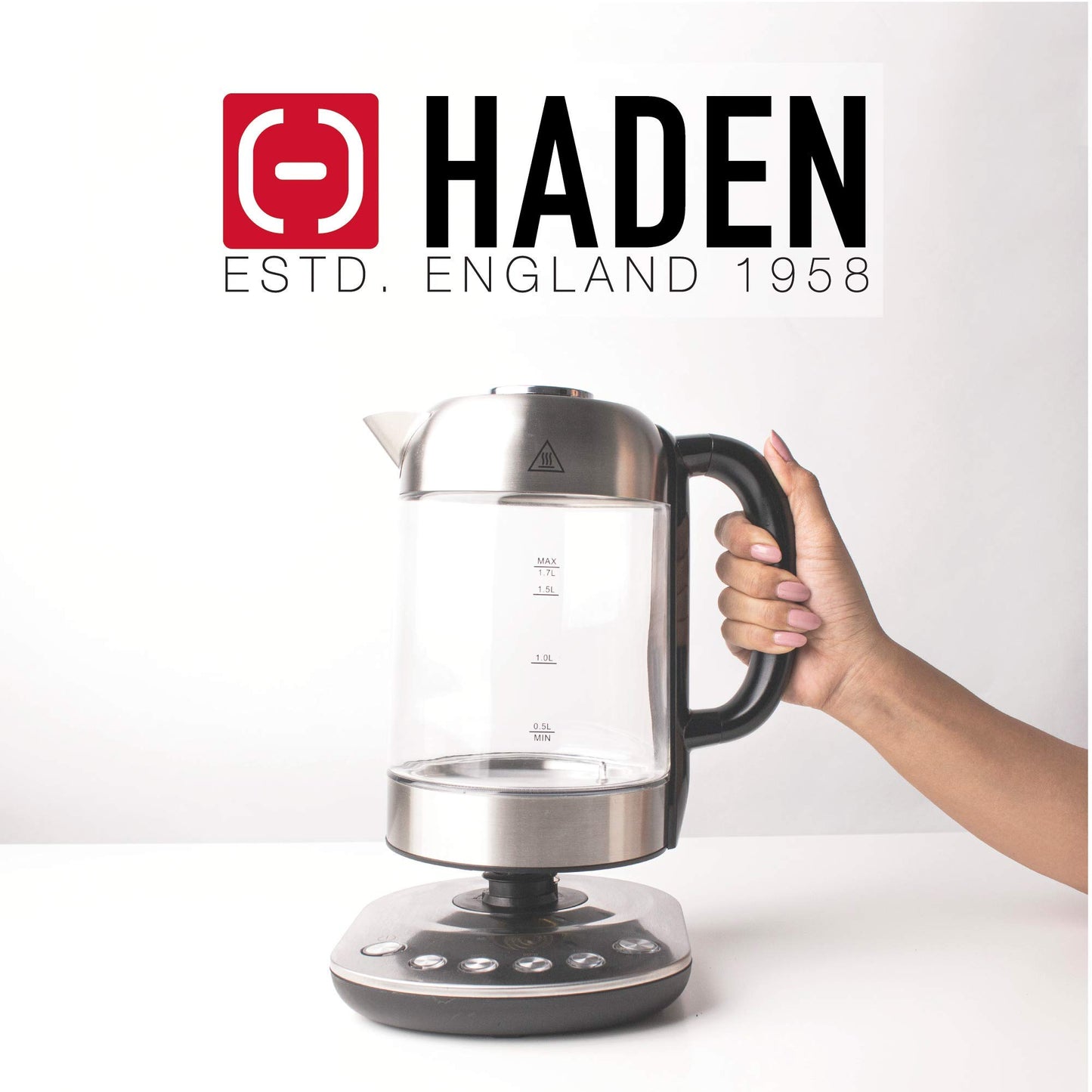 - Haden Richmond Variable Temperature Control Kettle | Keep Warm Function | Stainless Steel & Glass Kettle | 3000W Fast Boil & Quiet Electric Kettle -