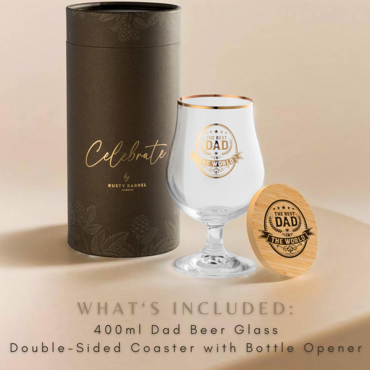 - Rusty Barrel Father's Day Gifts | Best Dad Personalised Beer Glass | (400ml) -