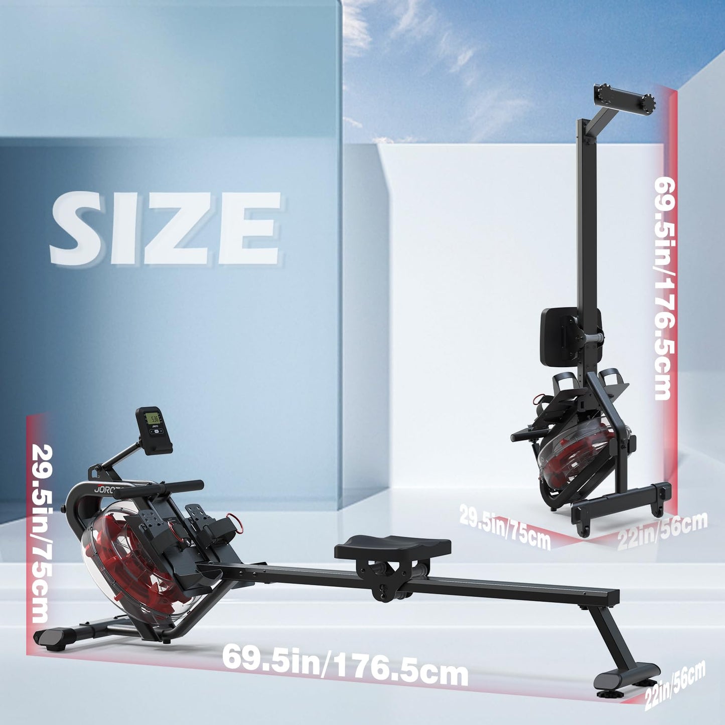 - JOROTO Water Rowing Machine For Home Gym | 150KG Weight Capacity With Bluetooth Connection -