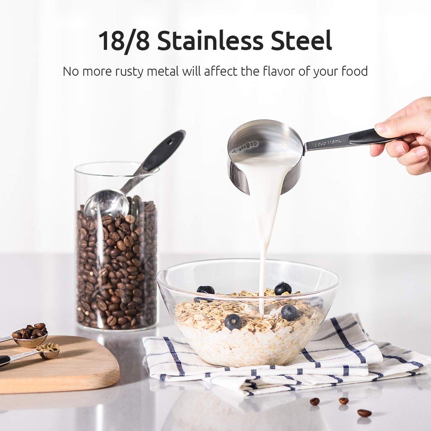 - U-Taste 18/8 Stainless Steel Measuring Cups and Spoons Set of 10 -