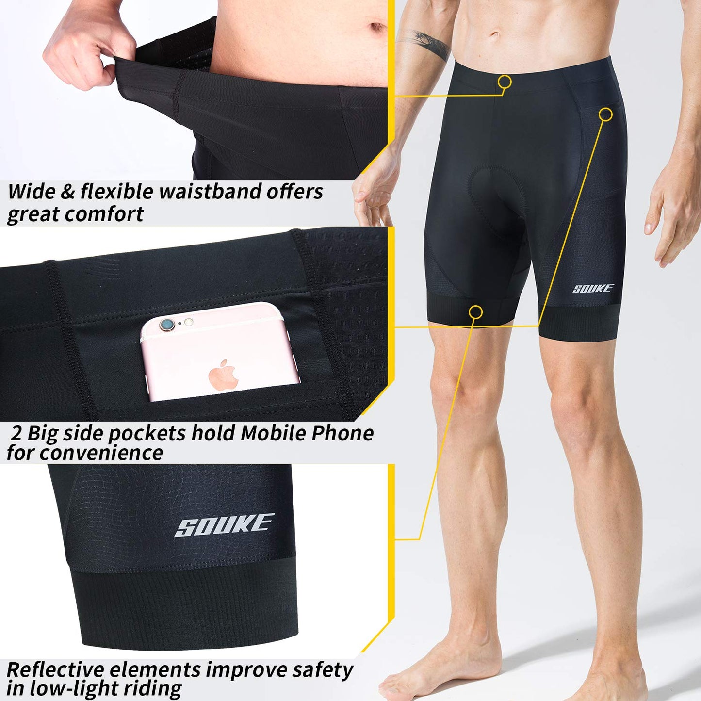 - Souke Sports Men's Cycling Shorts | 4D Padded Road Bike Shorts Breathable Quick Dry Bicycle Shorts -