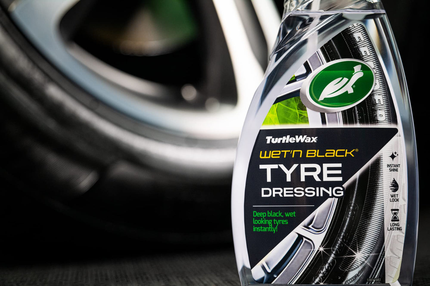 - Turtle Wax 51801 Spray | Wet n Black Car Tyre Dressing | Instant Deep Black Wet Looking Tyres | 500ml -