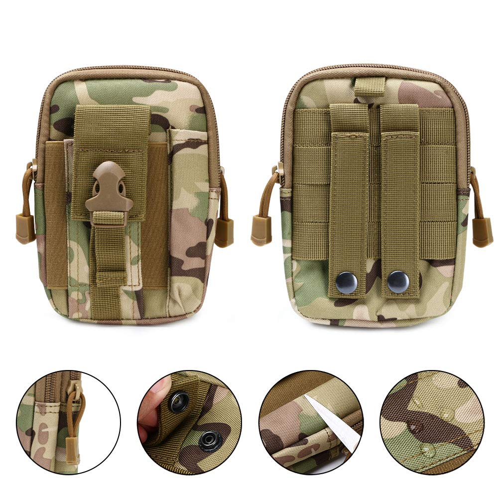 - flintronic Tactical Waist Bags | Universal Outdoor Waist Bag | Molle EDC Pouch + Outdoor Hook | Utility Gadget Waist Bag with Cell Phone Holster for Sports, Hiking, Camping, Traveling (CP Camouflage) -