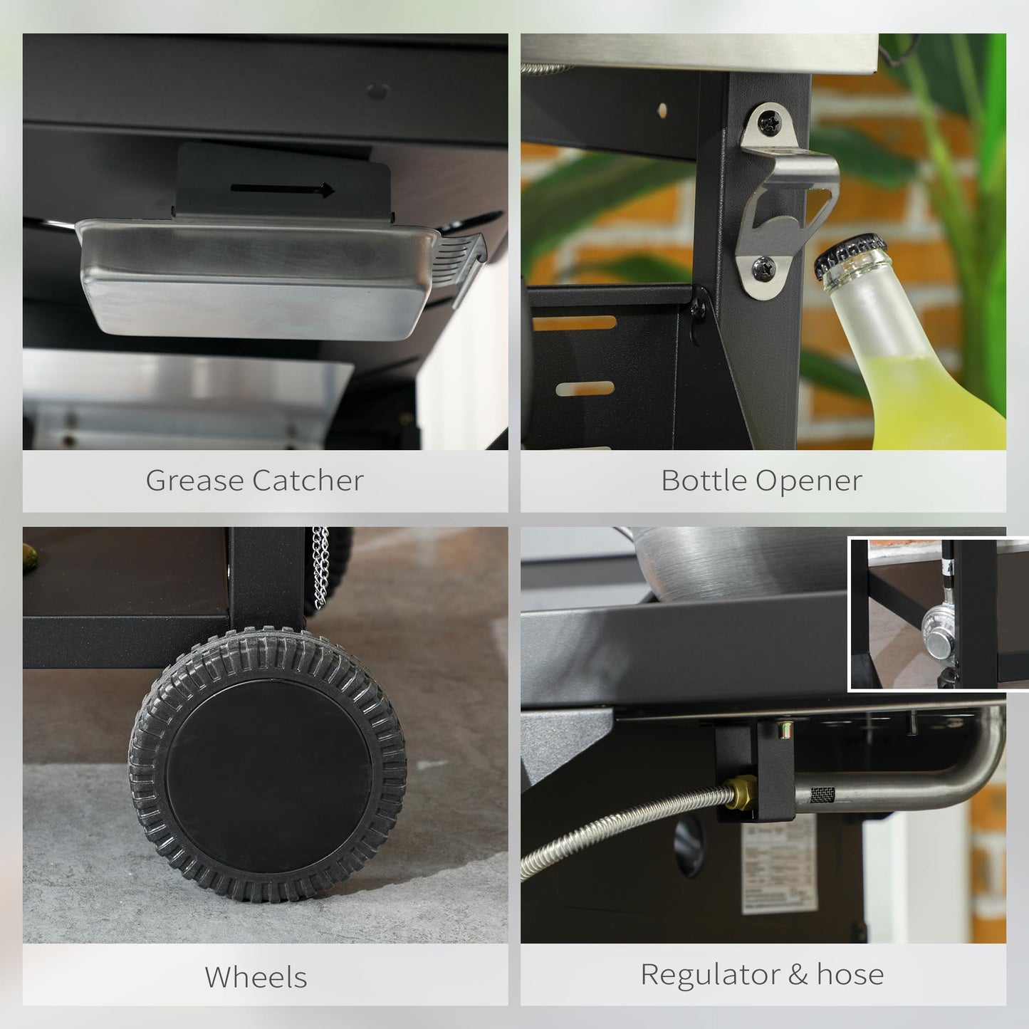 - Outsunny 4+1 Gas Burner Grill | 12.5 kW Propane Gas Barbecue -