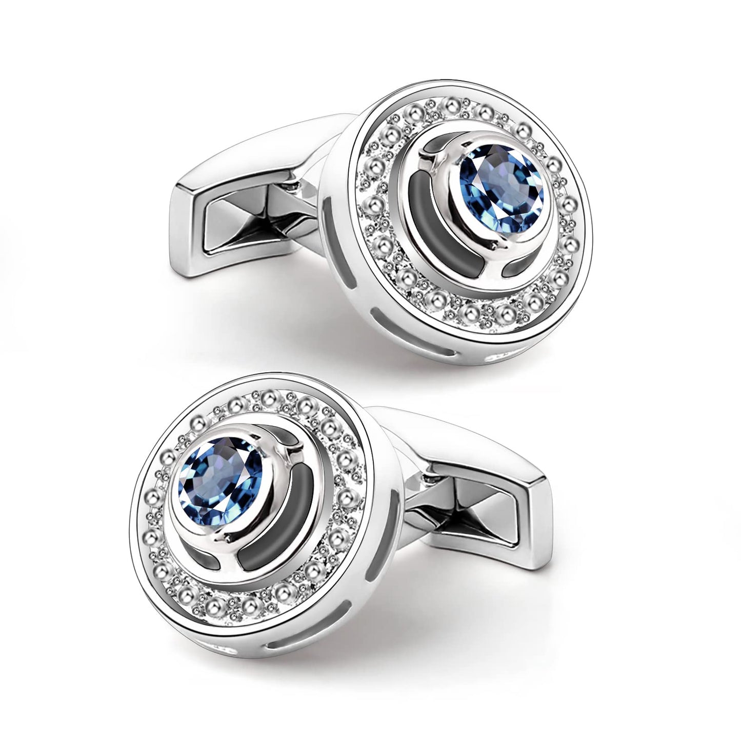 - Mr.Van Classic Cufflinks | Navy Blue Crystal Cufflinks For Men -