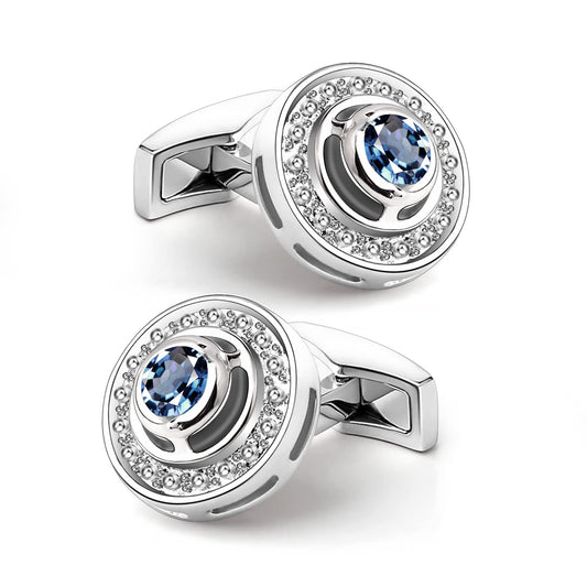- Mr.Van Classic Cufflinks | Navy Blue Crystal Cufflinks For Men -