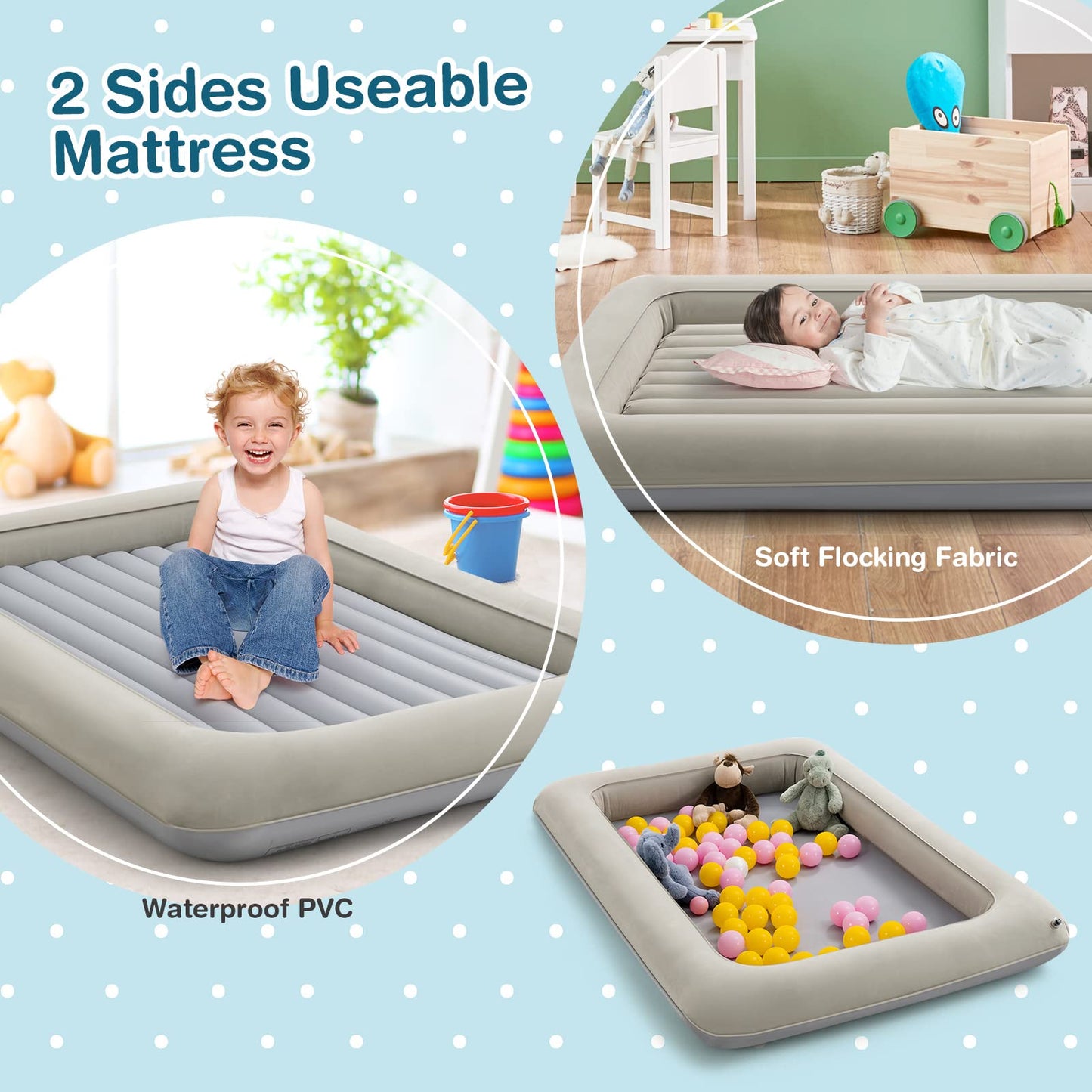 - Maxmass Kids Inflatable Travel Bed | Portable Air Mattress with Electric Pump -