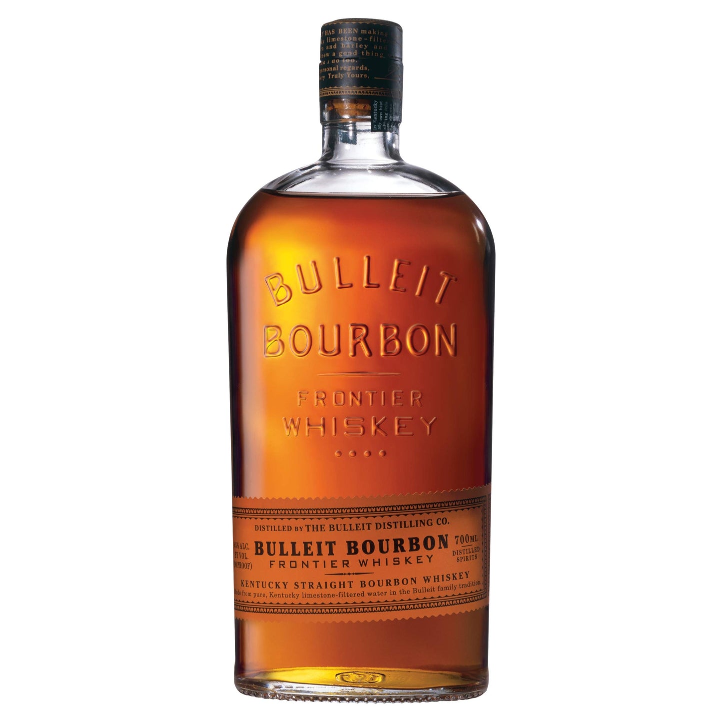 Bulleit Bourbon Frontier Whiskey | 45% vol | 70cl | American Bourbon Whiskey | Iconic Frontier Inspired Bottle | for Cocktails and American Drinks | Subtle & Complex