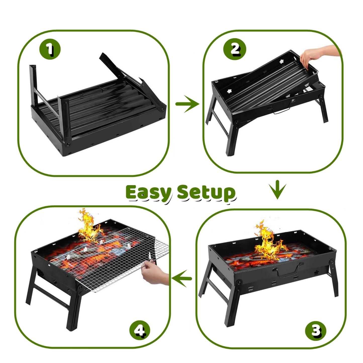 BBQ Barbecue Grill, Portable BBQ Folding Charcoal Barbecue Grill Disposable BBQ Barbecue Smoker Grill Small Stainless Steel Barbecue Grill for Outdoor Camping Garden Picnic Trip Beach