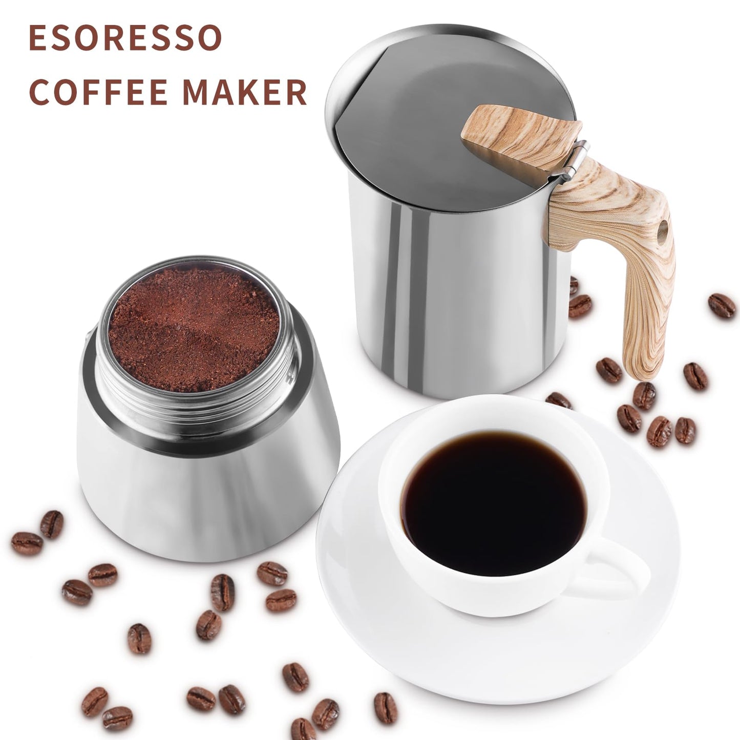 - Sivaphe Stovetop Espresso Maker 100ml | Induction Hob Italian Coffee Percolator Maker -