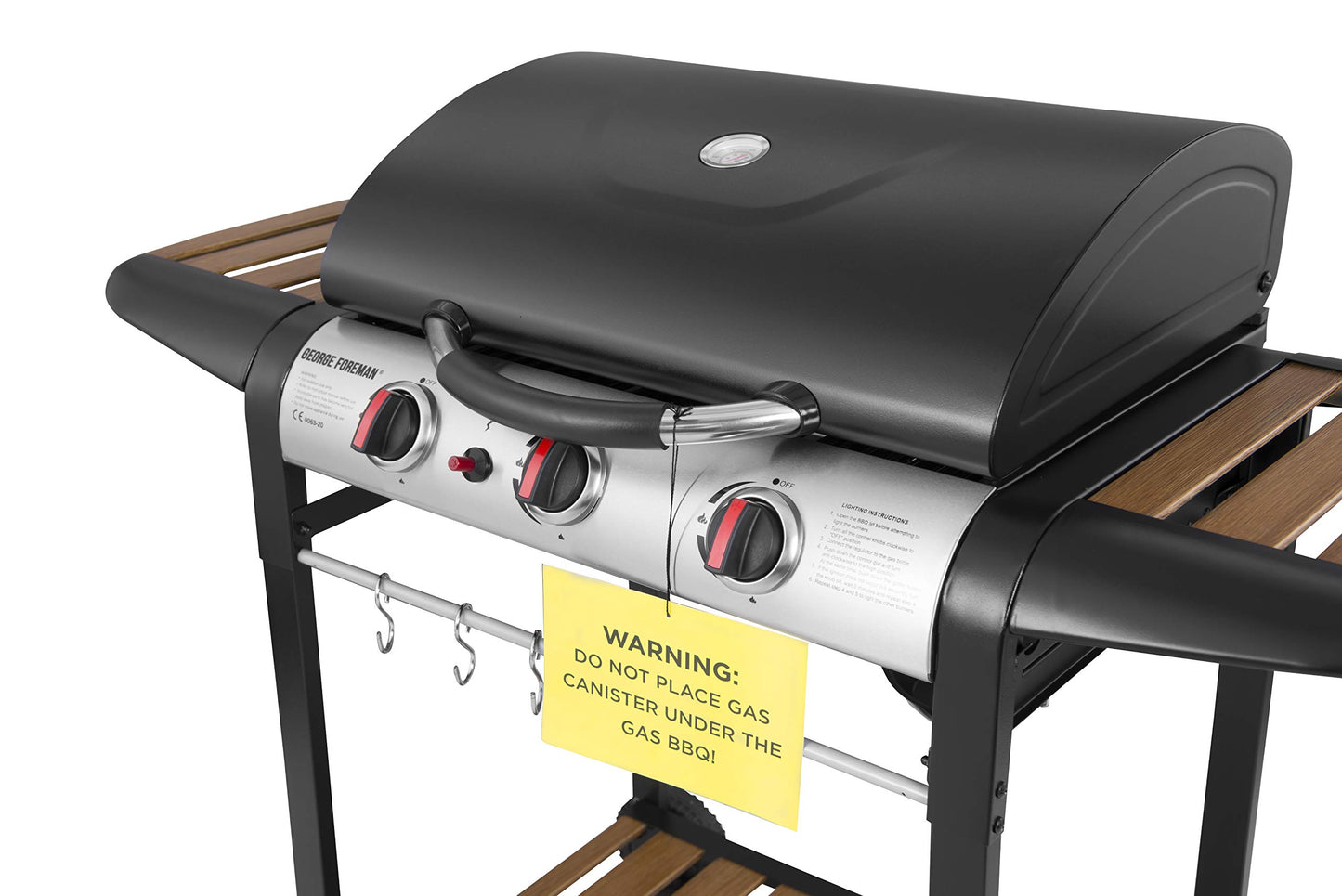 - George Foreman 3 Burner Gas BBQ | Automatic Ignition & Integrated Thermometer -