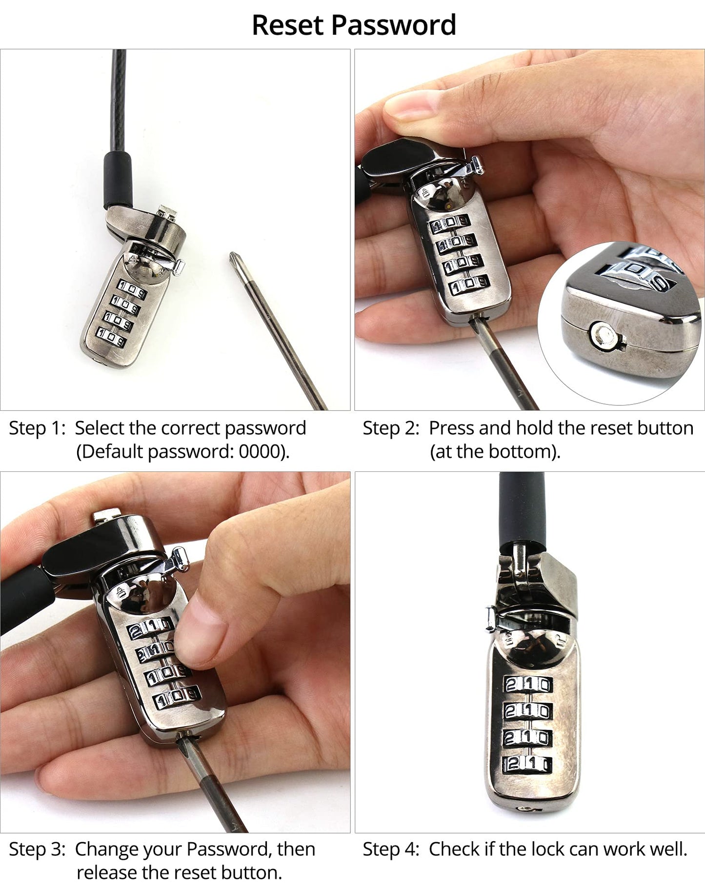 - QWORK® Laptop Lock | T-Bar Locking Mechanism | 4 Digit Password Protection -