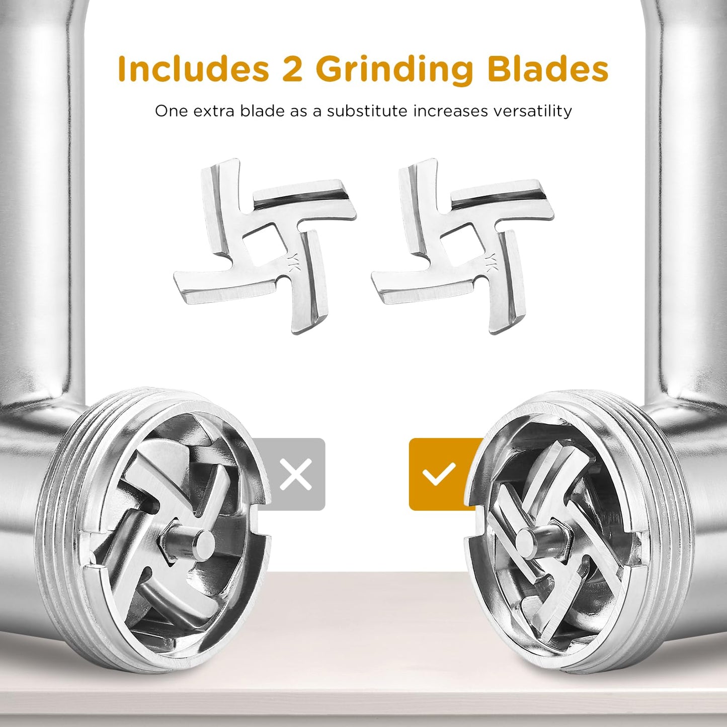 AAOBOSI 3000W Electric Meat Grinder, Electric Meat Mincer Machine with 2 Stainless Steel Blades & 4 Grinding Plates, Sausage Maker & Kibbe Kit for Home Use & Commercial Using