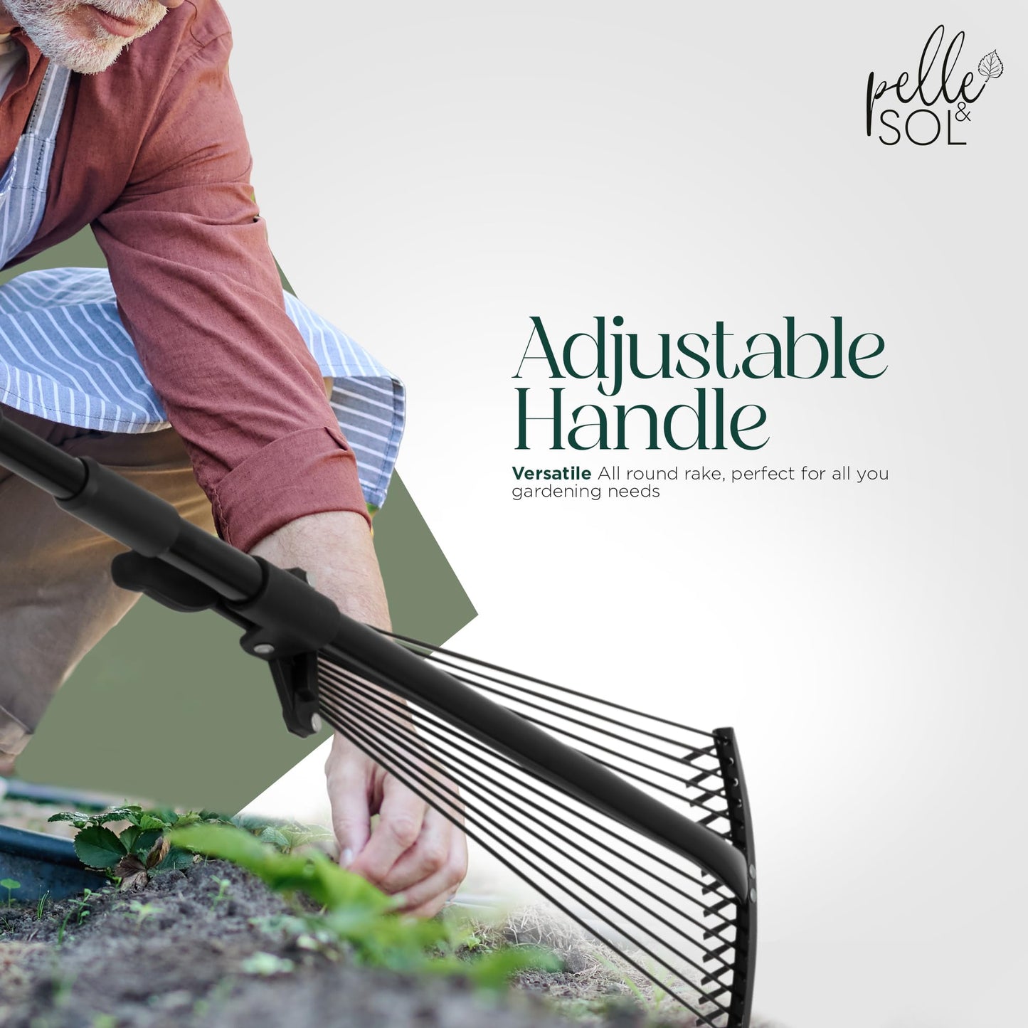 - Pelle & Sol Garden Rake | Rake for Gardening | 38-63 inch Adjustable Soil Rake Artificial Grass Rake | Black -