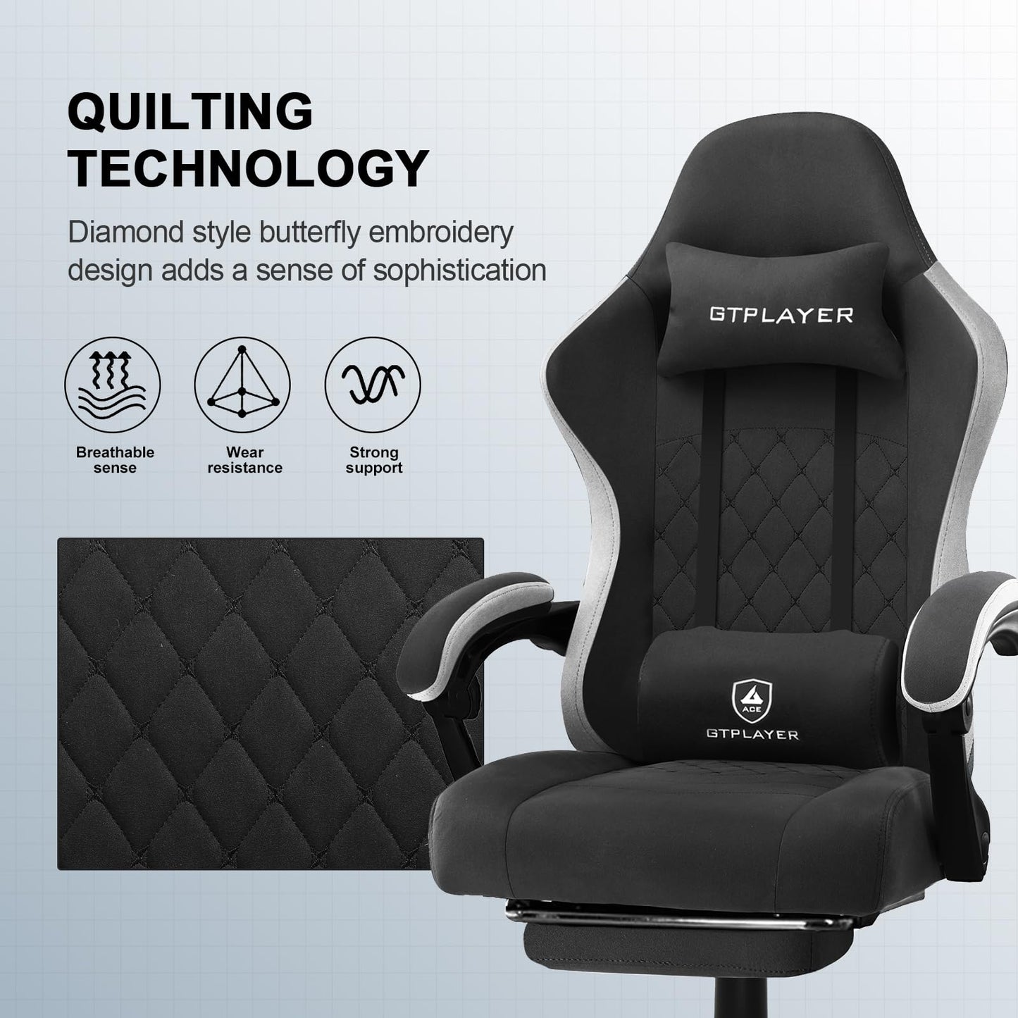 - GTPLAYER Fabric Gaming Chair | Computer Desk Chair | Lumbar Support Heavy Duty -