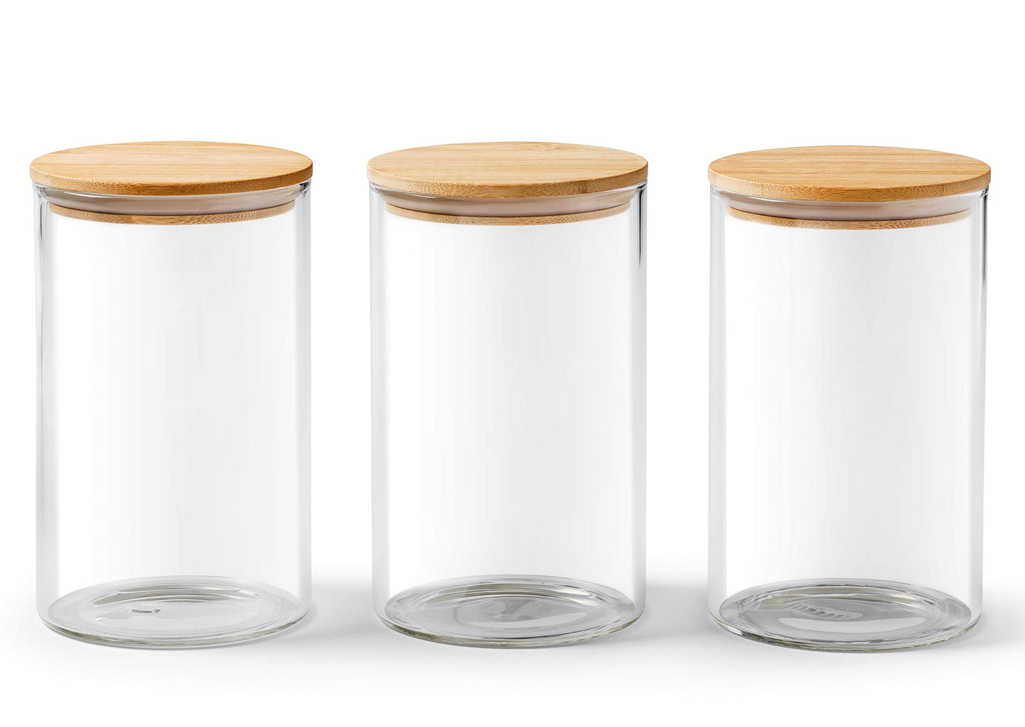 - Franklin Lade Glass Storage Jars | 3 Piece Set 900ml | Airtight Bamboo Lids | Glass Jars with lids | Tea Coffee Sugar Canisters | Pantry Storage Containers | Storage Jars for Kitchen -