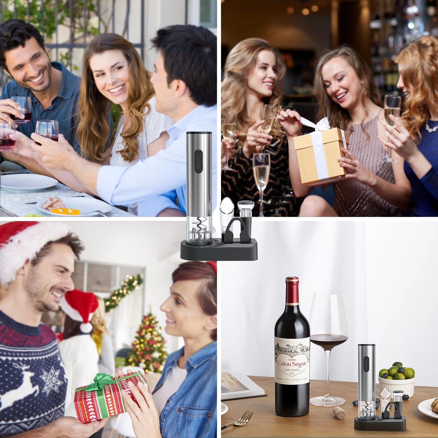 - ELMWAY Electric Wine Opener Set |Wine Bottle Corkscrew Opener with Foil Cutter -