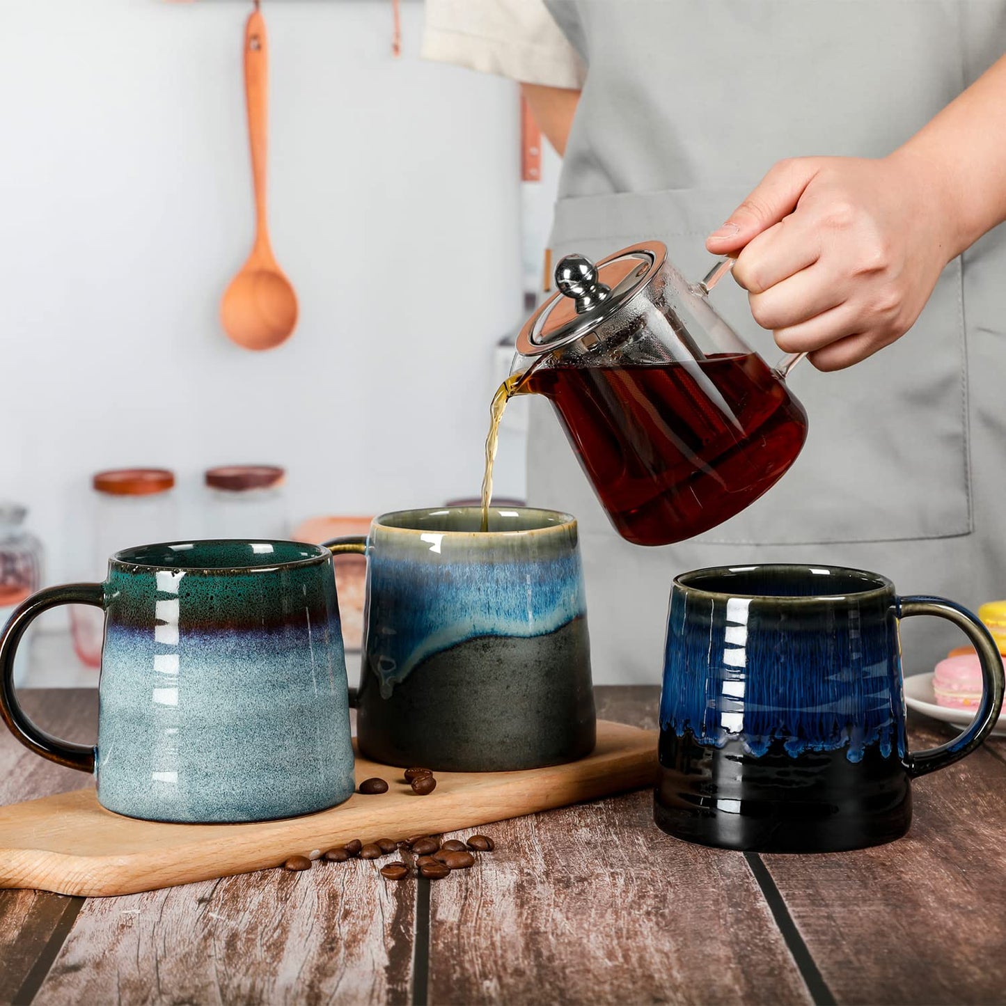 - SECELES 400ml Large Ceramic Coffee Mugs | 14Oz Handmade -