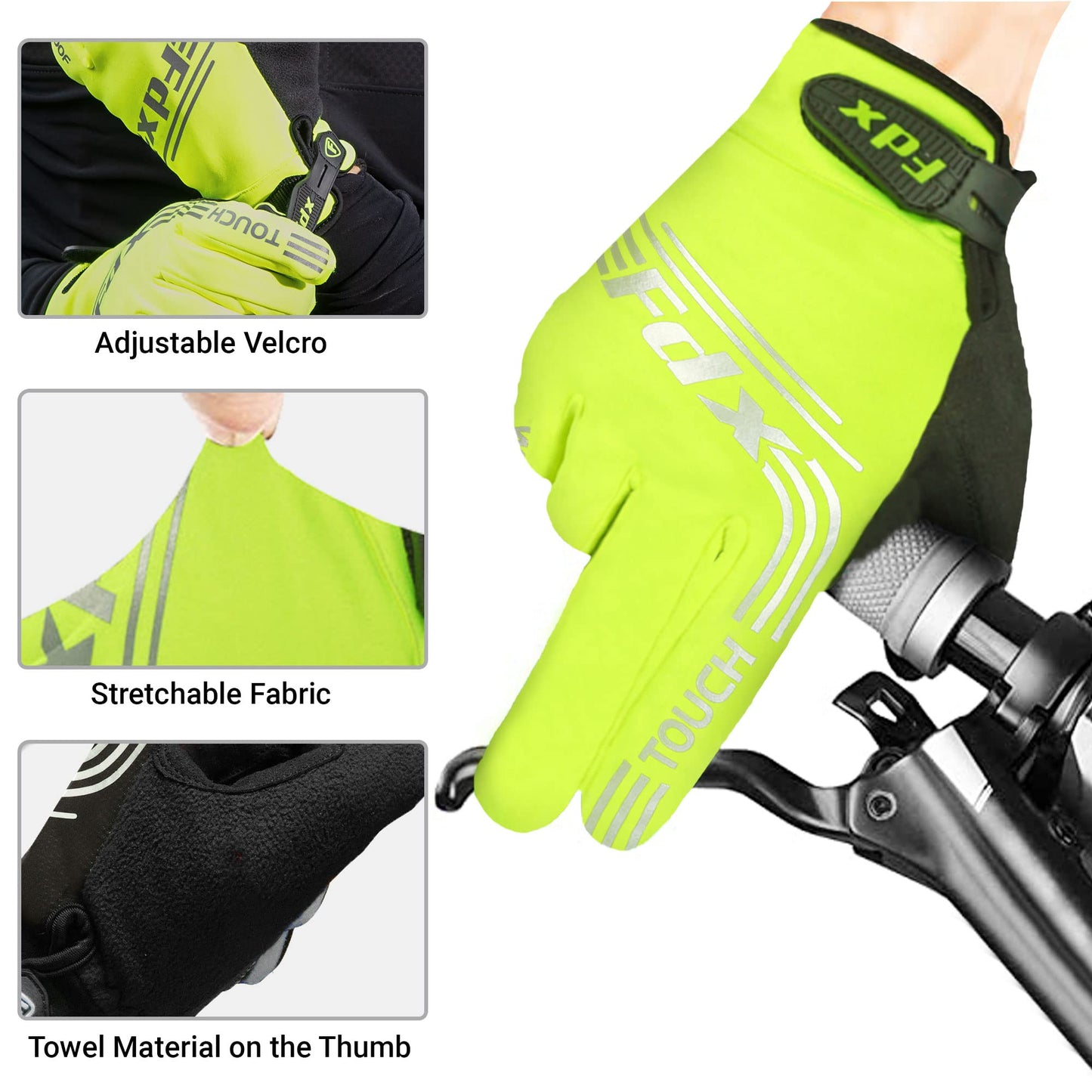 - FDX Full Finger Winter Cycling Gloves | Thermal Warm | Water Resistant | Windproof | Anti-Shocking Gel -