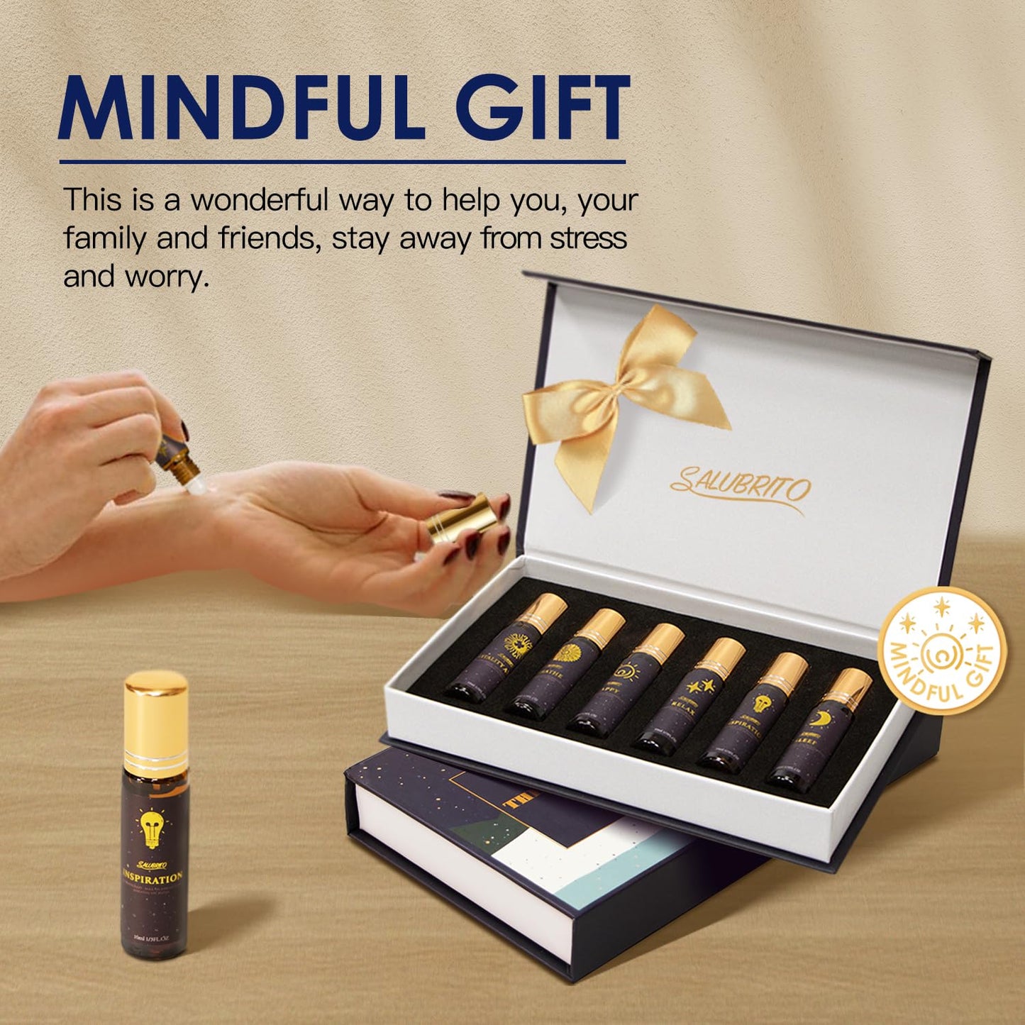 - SALUBRITO Essential Oil Roll On Set | 6x10ml Aromatherapy Oil Roller Ball with Lavender | Relaxation Gift for Women -