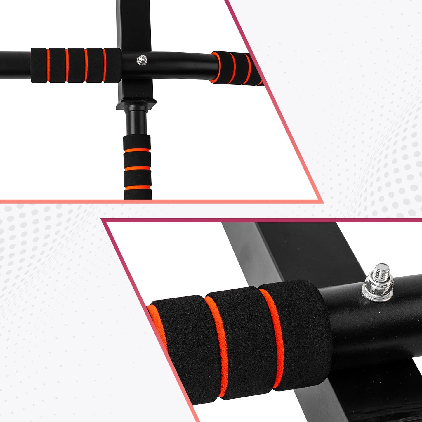 - FK Sports Pull Up Bar | Wall Mounted Pull-Up Bars | 3 Foam Padded Hand Grips -