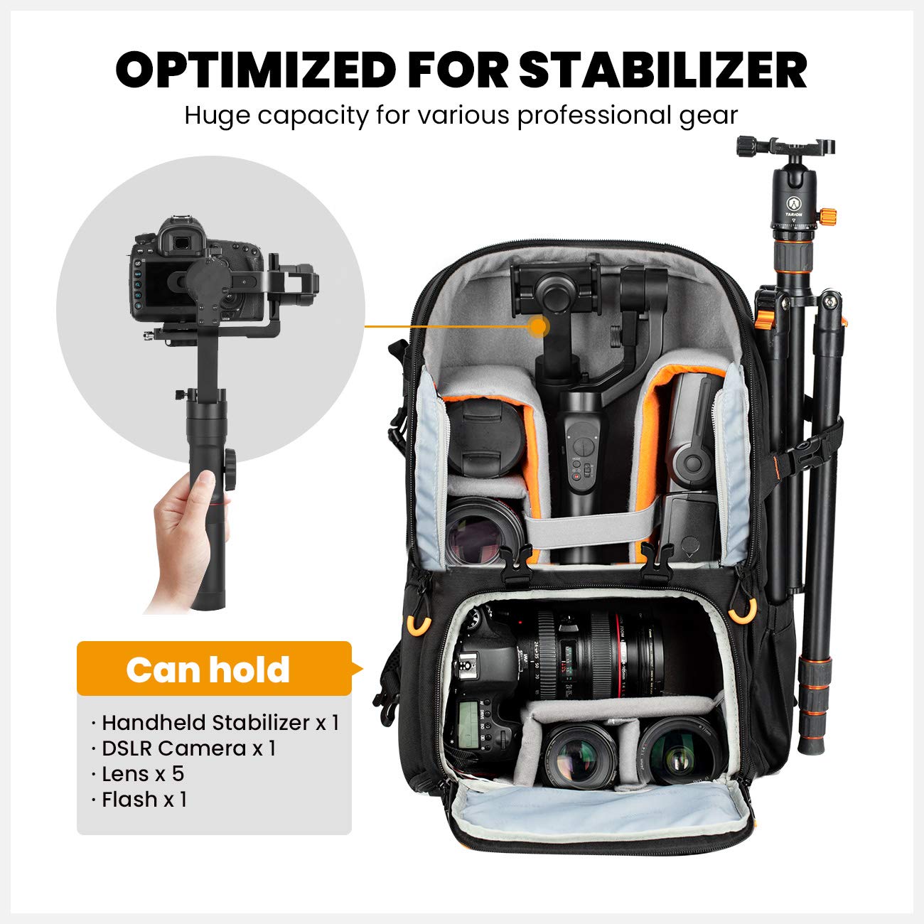 - TARION Camera Backpack, Waterproof Camera Bag with 15'' Laptop Compartment | Professional Photography Backpack -