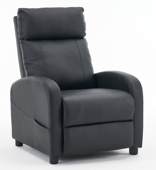 - Requena Recliner Armchair | PU Leather | Sofa Lounge With Leg Rest and Reclining Functions | Black -