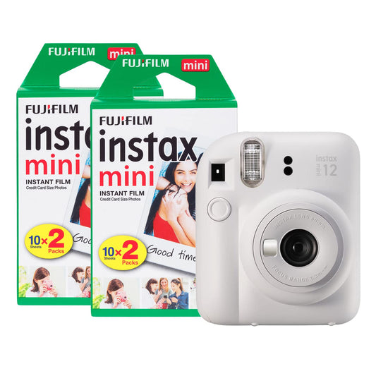 - Fujifilm Instax Mini 12 Instant Camera | 40 Shot Film Pack | Clay White -