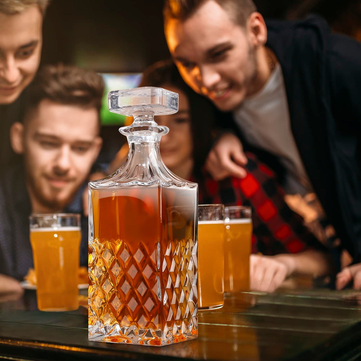 - LIGHTEN LIFE Whiskey Decanter | 849ml Non-Lead Crystal Whiskey Decanter with Stopper in Gift Box -