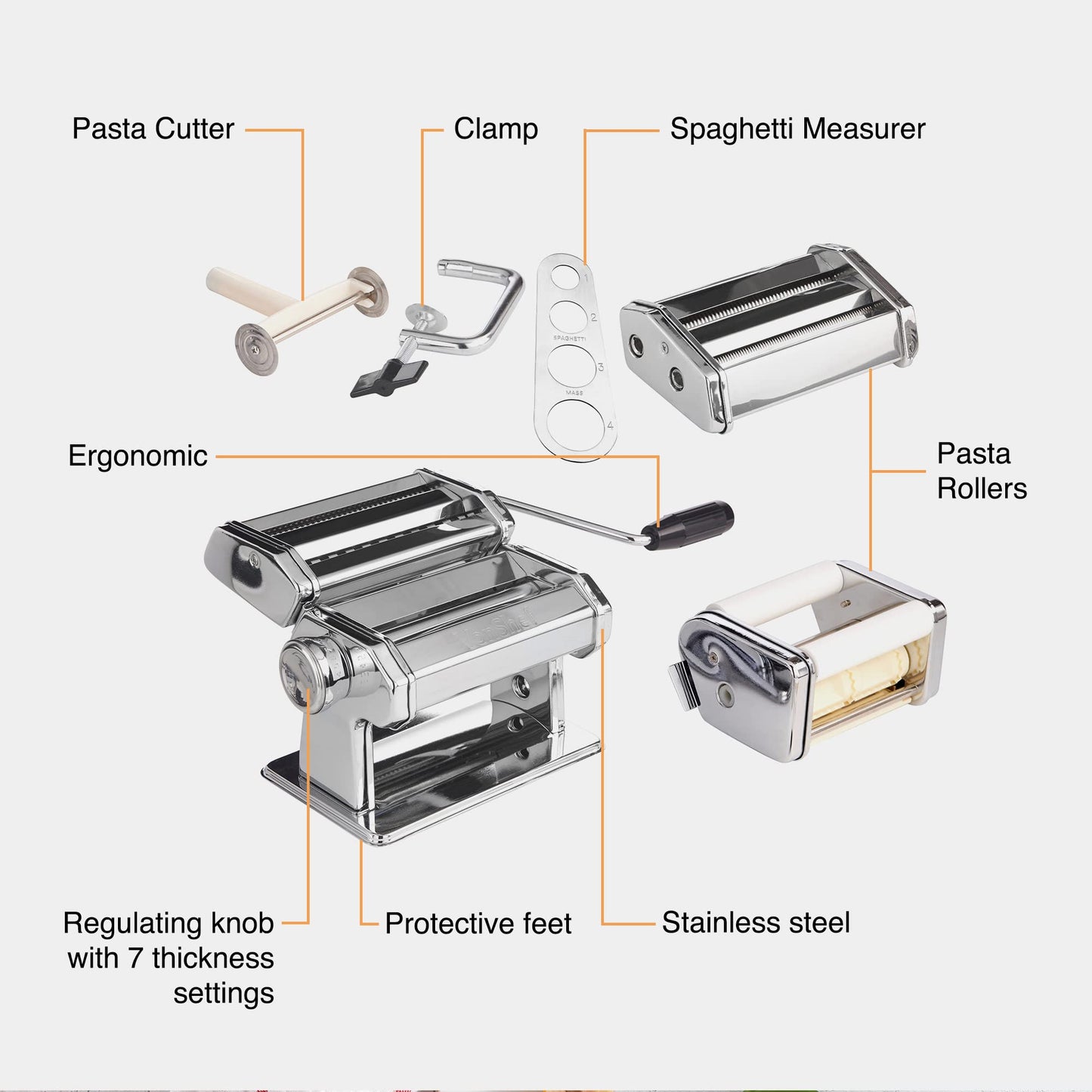 - VonShef Manual Pasta Machine, Professional Stainless Steel Pasta Maker