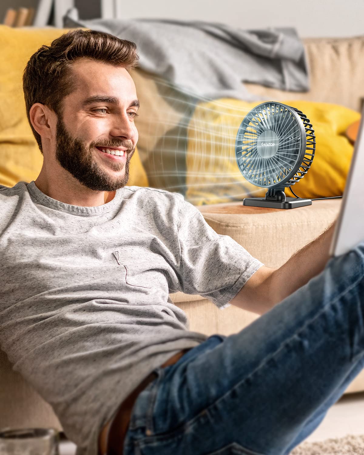 - Gaiatop USB Desk Fan | Small But Powerful | Portable Quiet 3 Speeds Wind Desktop Personal Fan -