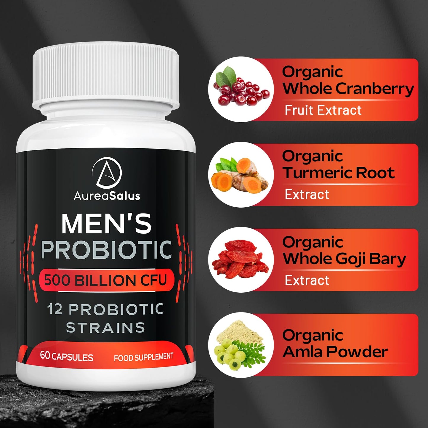 - Probiotic for Men | 500 Billion CFU 12 Strains -