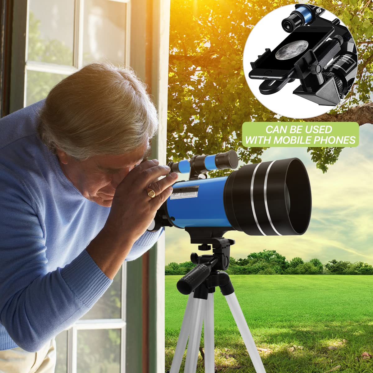 Astronomy Telescopes,Urtioty 70mm Astronomy Refractor Telescope with Adjustable Tripod for Sky Star Gazing,Ideal for Kids & Beginners & Adult