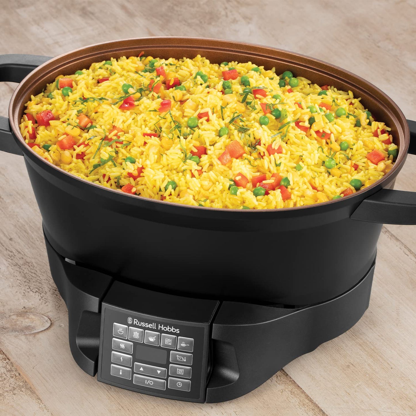 - Russell Hobbs Good-to-Go 6.5L Electric Multicooker | 8 Digital Functions -