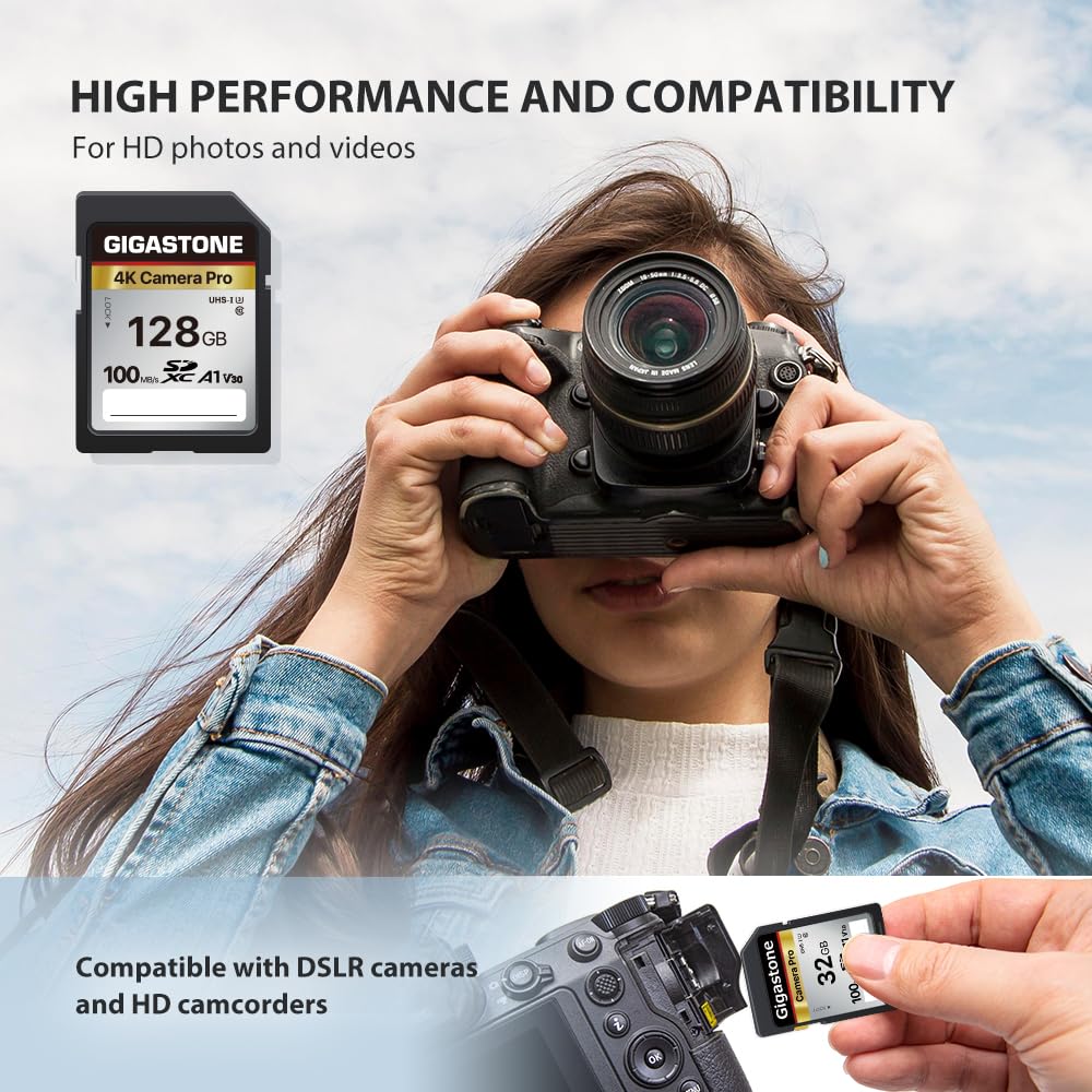 - Gigastone 128GB SDXC Memory Card 4K Pro Series Camera Transfer | Speed Up to 100MB/s -