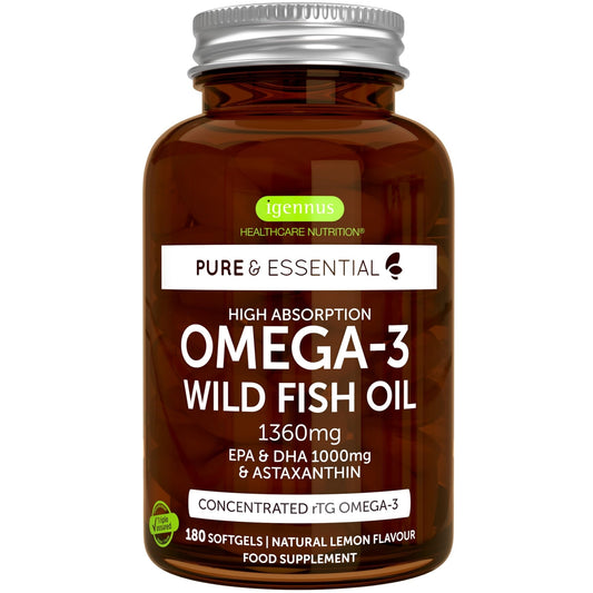 - Omega-3 Wild Fish Oil & Astaxanthin | The Most Advanced High Absorption rTG Omega-3 | Lemon Flavour | 180 Small Softgels -