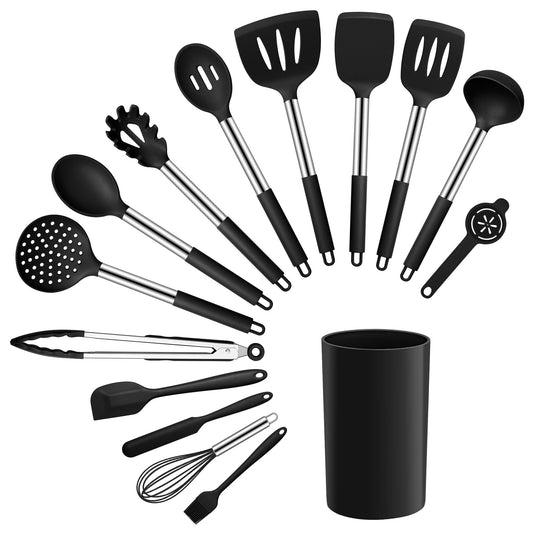 - Joyfair Kitchen Utensils Set | 15 Pcs Silicone Cooking Utensils Set | Non Stick Spatula Turner Spoon Tongs Cookware Set -