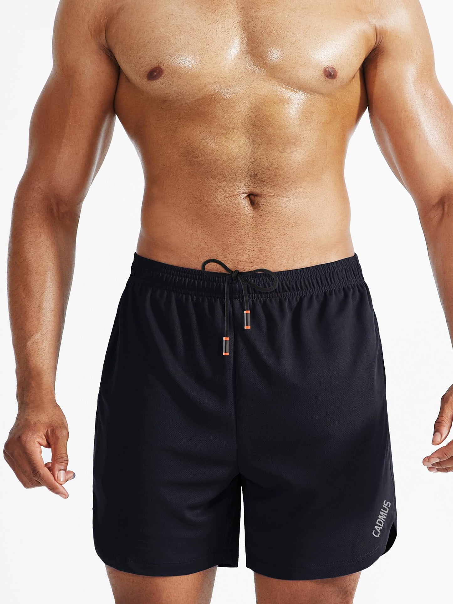 Cadmus Men's 2 in 1 Running Shorts with Liner,Dry Fit Workout Shorts with Pockets,1070,2 Pack,Black/Red,XL